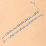 Yellow Silver Rhinestone Anklet Charm for Women