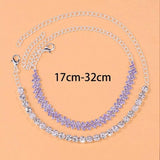 Yellow Silver Rhinestone Anklet Charm for Women