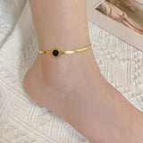 316L Stainless Steel Roman Script Charm Anklets