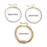 Rhinestone Anklets For Women 3 Pieces Ankle Bracelet Female Feet Jewelry