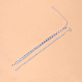 Yellow Silver Rhinestone Anklet Charm for Women