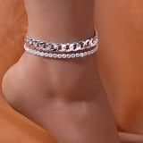 Yellow Silver Rhinestone Anklet Charm for Women