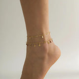 Sequin Tassel Pendant Anklets for Women Summer Beach Foot Jewelry