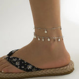 Sequin Tassel Pendant Anklets for Women Summer Beach Foot Jewelry