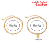 Rhinestone Tennis Chain Anklet Set with Shell Pendant