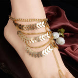 Summer Leaves Anklets for Women Tassel Beach Sandals