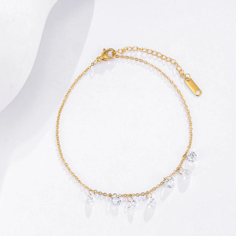 Vintage Crystal Anklet Women Link Bohemian Silver Boot Chain Foot Jewelry