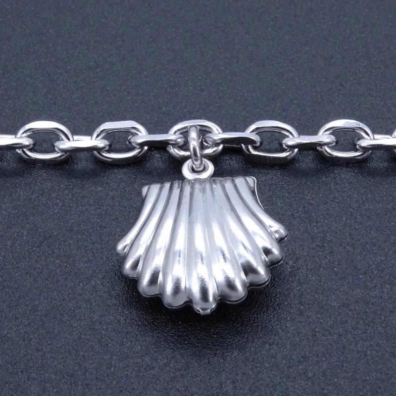 Shell Charm Stainless Steel Anklet 9-11 Inches Vintage Jewelry