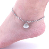 Shell Charm Stainless Steel Anklet 9-11 Inches Vintage Jewelry