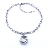 Shell Charm Stainless Steel Anklet 9-11 Inches Vintage Jewelry