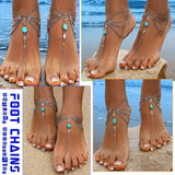 Boho Sexy Beach Silver Chains Toe Anklets for Women Accessories