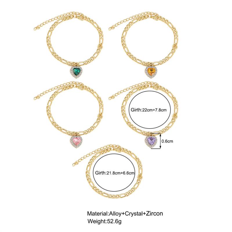5Pcs Multicolor Crystal Rhinestone Anklets for Women Bracelet