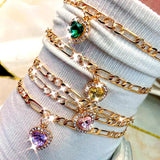 5Pcs Multicolor Crystal Rhinestone Anklets for Women Bracelet