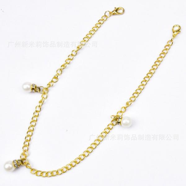 Rhinestone Pearls Pendant Shoe Chain Decoration Accessories for Women