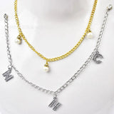 Rhinestone Pearls Pendant Shoe Chain Decoration Accessories for Women