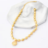 316L Stainless Steel Lucky Round Charm Beaded Chain Anklets For Women