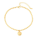 316L Stainless Steel Lucky Round Charm Beaded Chain Anklets For Women