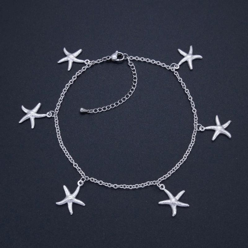 Women Stainless Steel Anklets Sparkling Heart Charm Vintage Jewelry
