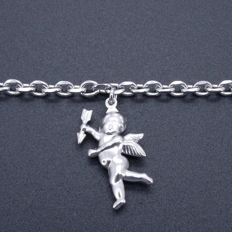 Vintage Cupid Charm Stainless Steel Anklet 9-11 Inches