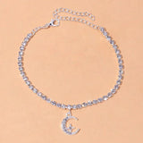 Efily Rhinestone Stars Moon Anklet Foot Jewelry for Women