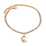 Efily Rhinestone Stars Moon Anklet Foot Jewelry for Women