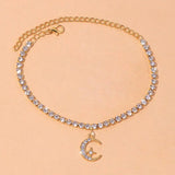 Efily Rhinestone Stars Moon Anklet Foot Jewelry for Women