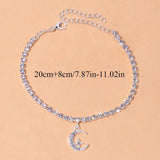 Efily Rhinestone Stars Moon Anklet Foot Jewelry for Women