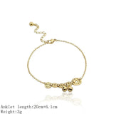 Chinese Coins Bell Anklet Titanium Steel Jewelry Women Barefoot Ankle Chain