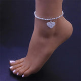 Love Rhinestone Pendant Anklet Beach Accessory Party Gift
