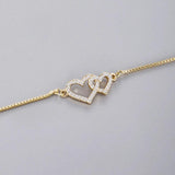Silver Anklet for Women 2 CZ Zircon Heart Charm Bohemian Ankle Bracelet
