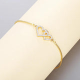 Silver Anklet for Women 2 CZ Zircon Heart Charm Bohemian Ankle Bracelet