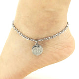 Palm Tree Charm Stainless Steel Anklet 9-11 Inches Vintage Jewelry