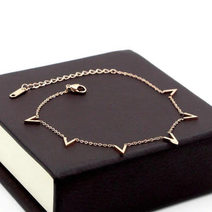 V Letter Rose Anklet Titanium Steel Foot Chain Woman Jewelry