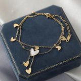 316L Stainless Steel Heart Love Anklets For Women Girl Multi-layer Chains