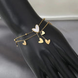 316L Stainless Steel Heart Love Anklets For Women Girl Multi-layer Chains