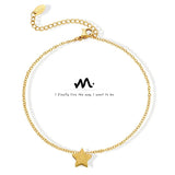 FEILIN Real Plated Frosted Five-Pointed Star Anklet