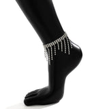 Crystal Tassel Anklet Boho Beach Jewelry