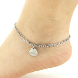 Heart Charm Stainless Steel Anklets 9-11 Inches