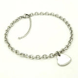 Heart Charm Stainless Steel Anklets 9-11 Inches