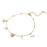 316L Stainless Steel Butterfly Zircon Beads Anklet - Women Girl Leg Chain
