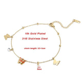 316L Stainless Steel Butterfly Zircon Beads Anklet - Women Girl Leg Chain