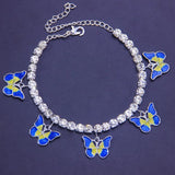 Pink Oil Drip Butterfly Anklets Chain Foot Jewelry For Women