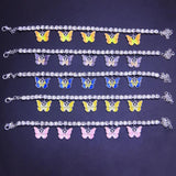 Pink Oil Drip Butterfly Anklets Chain Foot Jewelry For Women