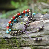 Vintage Blue Beaded Anklets with Brass Bell Ethnic Anklets