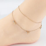 Hot Summer Double Layer Chain Hanging Roman Numerals Anklets