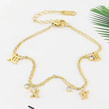 Hot Summer Double Layer Chain Hanging Roman Numerals Anklets