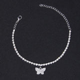 Crystal Butterfly Charm Anklet Palm Leaves Foot Bracelet