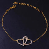 CZ Double Heart Foot Anklets For Women Boho Beach Ankle Bracelet