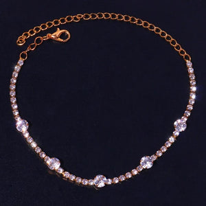 Crystal Ankle Bracelet Round Pendant Sandal Anklet