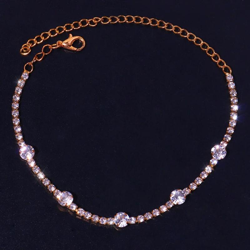 Crystal Ankle Bracelet Round Pendant Sandal Anklet
